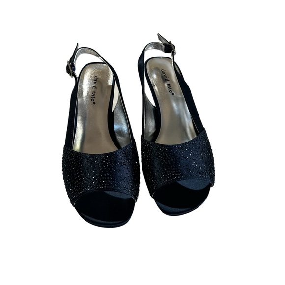 DAVID TATE WOMEN’S SATIN EMBELLISHED SLINGBACK DRESS PUMP SHOES SZ 9.5” WW - Picture 4 of 9